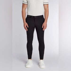 mauvais Men’s pinstripe trousers with half belt Black Size 32